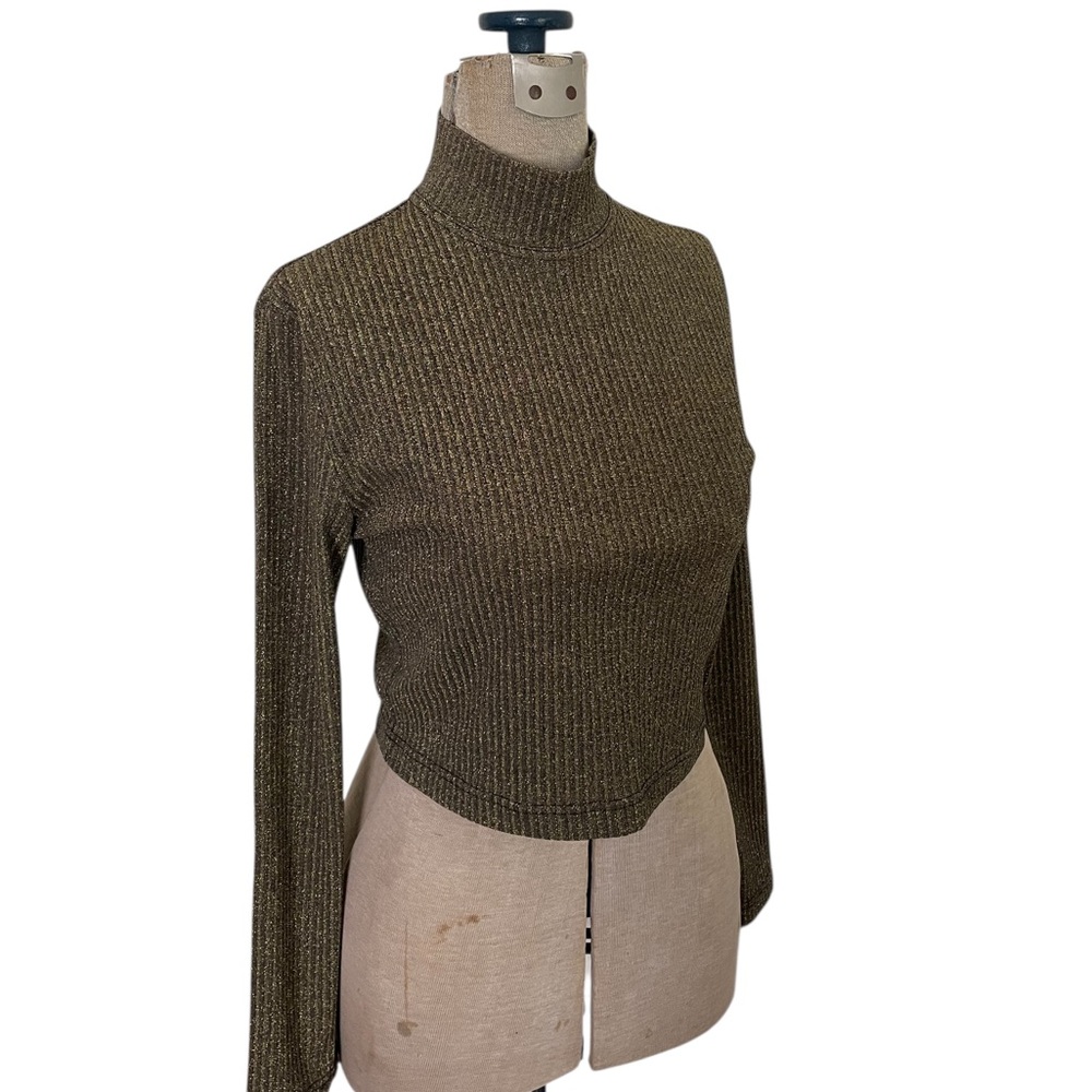 Fendi Gold Black Long Sleeve Crop Top